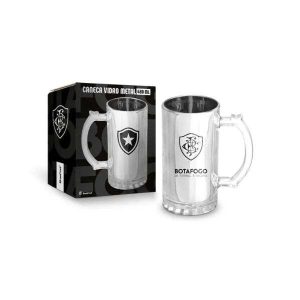 Caneca de Vidro Metalic 480ml Botafogo Brasfoot