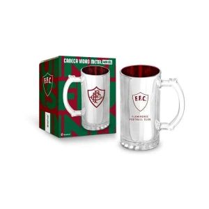 Caneca de Vidro Metalic 480ml Fluminense Brasfoot