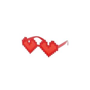 Óculos Coração Pixels Vermelho