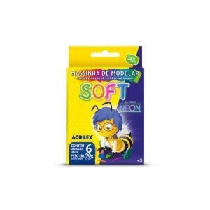 Massinha de Modelar Soft Neon c/ 6 Cores Acrilex
