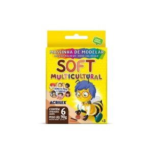 Massinha de Modelar Soft Multicultural c/ 6 Cores Acrilex