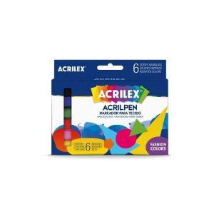 Marcador p/ Tecido Acrilpen c/ 6 Cores Acrilex